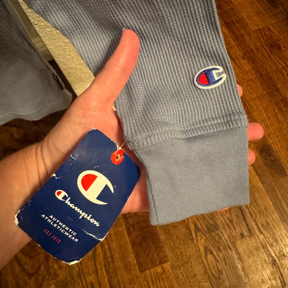 Champion Men's Wildflower Pale Blue Athletics Waffle Hoodie size medium - Picture 6 of 7